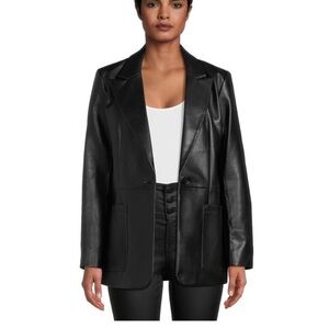 BCBGeneration Women's Black Faux Leather Oversized Blazer